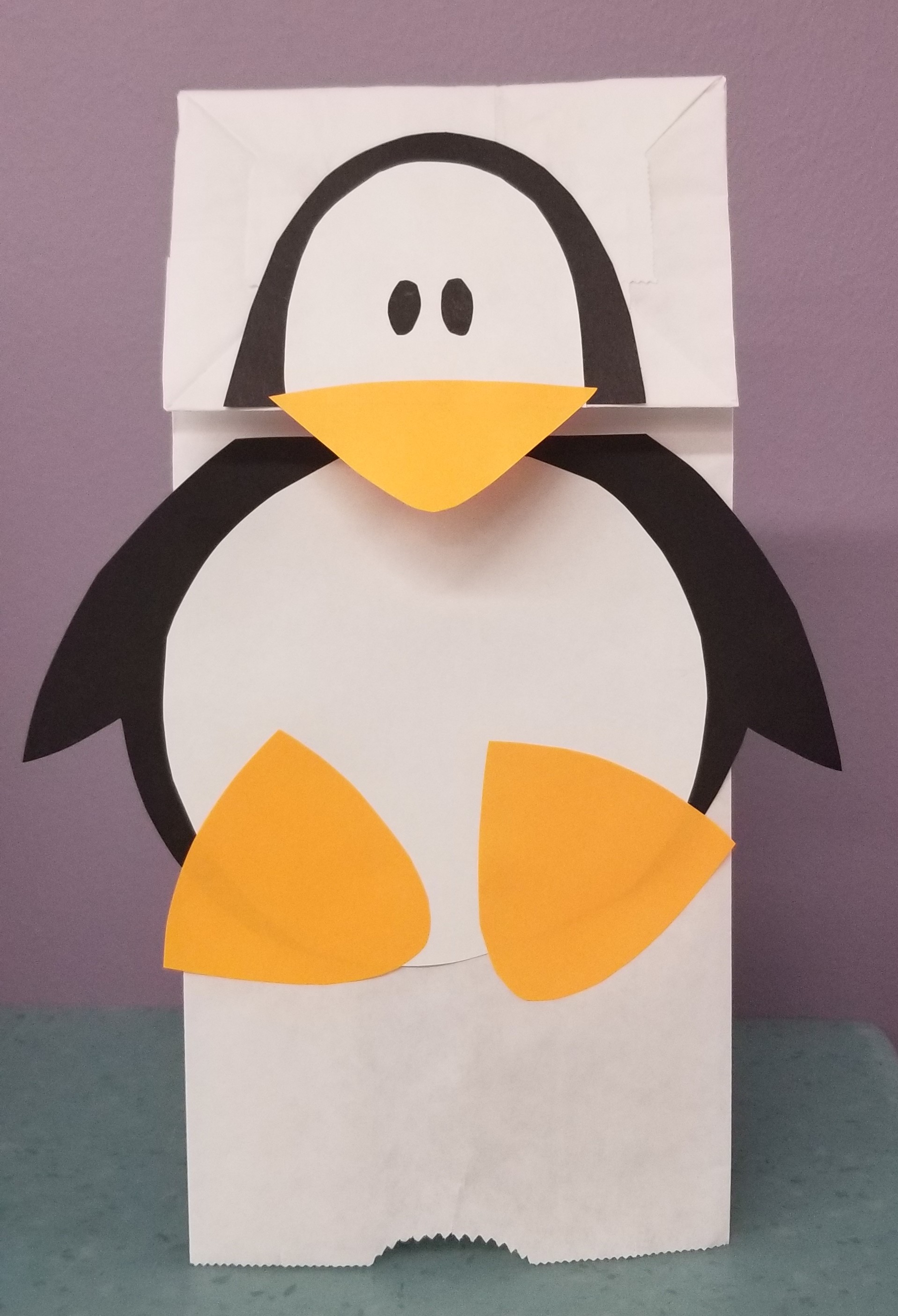 Paper bag Penguin Puppet