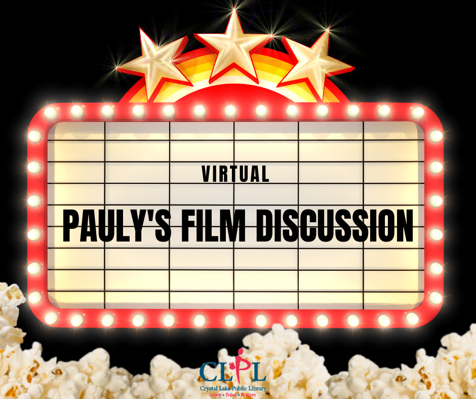 Pauly's Film Discussion on a vintage style marquee above popcorn