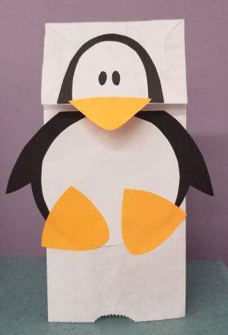 Paper bag Penguin Puppet