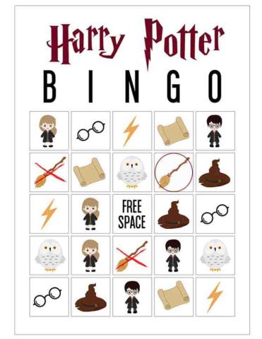 Harry Potter Bingo Card