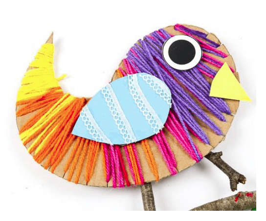 Picture of completed yarn bird craft